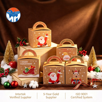 Boîte d'emballage portable en papier kraft recyclé pour fruits, motif Réveillon de Noël, pour présentation de dossiers, cadeau de paix