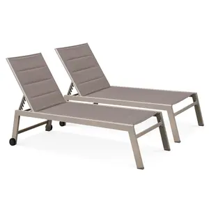 Allwetter Aluminium Outdoor Patio Mesh Chaise Lounge Stuhl Textline Gepolstert Außen Pool Möbel Liege Liege mit Rädern
