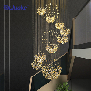 Prezzo di fabbrica grande salone decorativo Hotel hall scala sospesa montato moderno lampadario di cristallo a Led - Product Image 5