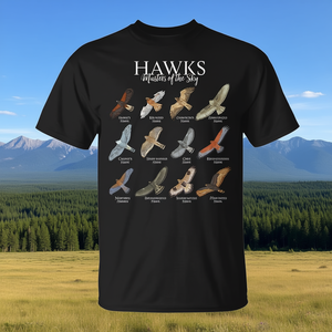 Camiseta Hawks Masters Of The Sky con diagramas de especies de aves para amantes de la naturaleza - Product Image 3