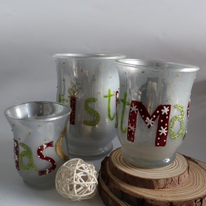 Lámpara de Viento con Diseño Navideño, Forma de Tambor, Cristal con Puntas Plateadas, Exterior Blanco - Product Image 3