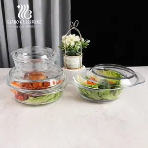 Atacado forno e microondas seguro resistente ao calor partido usar 2L oval transparente vidro caçarola para assar pote de borosilicato alto