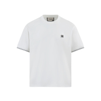 T-shirt décontracté pour homme en coton mercerisé 210g, sensation fraîche, coupe décontractée de luxe, broderie 3D brosse à dents, col rond, manches courtes