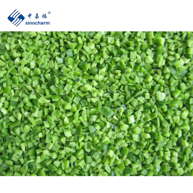Sinocharm BRC bir fabrika fiyat dondurulmuş sebze IQF yeşil biber zar dondurulmuş yeşil Capsicum
