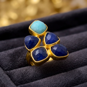 Gold Plated Diamond <b>Ring</b> Gold <b>Ring</b> with a Stunning with Beautiful Combination Colours Gemstone Classic Design for Womens and Gi - Product Image 2