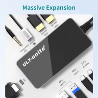 ULT-unite Hub USB-C personnalisé double Type-C vers HDMI 8K 4K VGA USB 3.0 PD RJ45 Audio 3,5 mm Écouteurs Station d'accueil 9-en-1