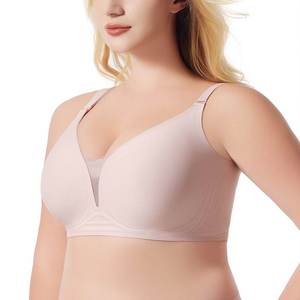 Reggiseno Comodo e Morbido in Rete Floreale <span class=keywords><strong>Imbottito</strong></span> Taglie Forti Senza Cuciture con Spalline Sottili Intrecciate Estive e Funzione Push-Up Regolabile - Product Image 2