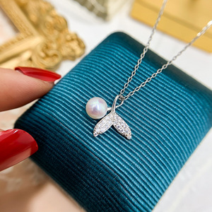 WENCHI Pendentif en argent S925 pour collier DIY, plateau vide de style queue de perle pour perles rondes de 5-7mm, accessoire pour cristaux de luxe, Modèle 10550 Chine - Product Image 2