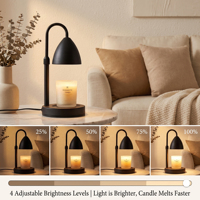 Lampe chauffe-bougie électrique réglable en hauteur, à intensité variable, avec minuterie 2H 4H 8H, ampoules GU10, pour la maison, la chambre à coucher, l'aromathérapie, noir et or
