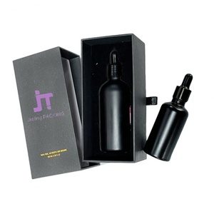 Customized Hair Oil Packaging 30ml Frosted Glass Serum Bottle Black <b>Empty</b> Essential Oil Frodsted Glass Dropper Bottles With <b>Box</b> - Product Image 1