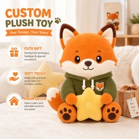 Peluche Renard Mignon Personnalisé, Jouet en Peluche Douce à Poils Courts avec Oreiller Étoile, Cadeau d'Anniversaire pour Enfants, Service OEM ODM Usine