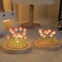 Vente en gros DIY populaire lampe de tulipe 9/10/13/16/20 lampe de décoration de fleurs de tulipes cristal clair dôme en verre lampe de tulipe à led artisanale