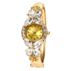 Montre-bracelet en cristal de diamant explosif, bijoux brillants, bracelet papillon, montre-bracelet pour femmes
