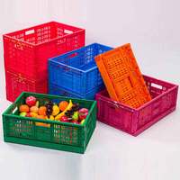 Caisse en plastique pliable empilable pour le stockage des fruits et légumes, durable, ventilée, en maille, pliable