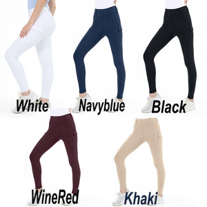 Leggings équestres avec poches pour téléphone pour femmes, collants haute densité, 4 voies extensibles, pantalons <span class=keywords><strong>d</strong></span>'<span class=keywords><strong>équitation</strong></span>, jodhpurs, en stock - Product Image 4