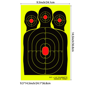Autocollants de cible de tir auto-adhésifs pour entraînement, motif silhouette humaine réactive aux éclaboussures, jaune fluorescent, 9,5x14,5 pouces, pour usine - Product Image 4