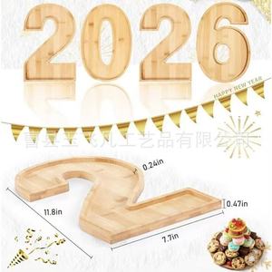 Bamboo 2026 Digital <b>Snack</b> <b>Tray</b> 30cm Solid Wood Serving Plate Home Use - Product Image 2