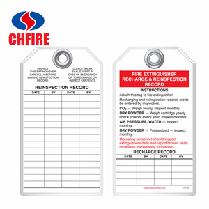Etichetta Personalizzata per Estintore, Tag in PVC Impermeabile per Registrazione Ispezione Attrezzature Antincendio con Foro Preperforato - Product Image 1