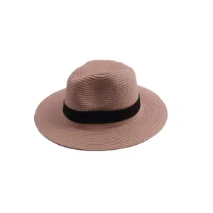 Topi matahari bernapas uniseks pria wanita luar ruangan topi pantai Floppy Fedora kepang jerami topi Panama musim semi musim panas