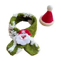 Noël Xmas Écharpe et Chapeau Set Animal Chien Chat Bandana Père Noël Polaire Hiver Rouge Vert Fête Accessoires Mode