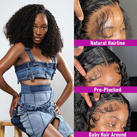 Perruques Bob Courtes Bouclées Kinky de Luxe Vietnamiennes 5*5 en Dentelle Cheveux Humains Remy Texture Naturelle Taille Moyenne Transparentes Sans Colle 210% Toutes Tailles