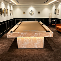 Table de billard de luxe professionnelle moderne haut de gamme en ardoise à motif marbre rose, 7/8/9 pieds, avec pieds cannelés