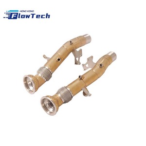 Downpipes à flux libre en acier inoxydable SS304 avec bouclier thermique doré pour Ferrari 296 GTB GTS 3.0T V6 2021+ – Échappement de course à fixation directe - Product Image 4