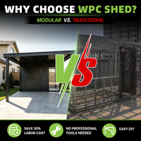 Pergola moderne en WPC avec abri de rangement, aspect bois, imperméable, kit de gazebo modulaire pour jardin extérieur, pour outils et vélos de jardin