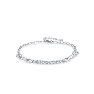 S925 Sterling Silver Super Sparkling Zircon Geometric Chain <b>Bracelet</b> <b>for</b> <b>Women</b> Valentine's Day Gift Customizable <b>copper</b> version - Product Image 1