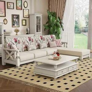 Youtai - Sofá de madeira europeu para sala de estar, conjunto de móveis de canto, estilo country, luxuoso, ideal para uso em ambientes de rua, 2024