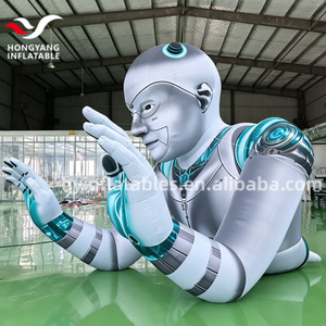 Modèle de tête de robot IA géant à LED, formes 3D gonflables, fournitures pour fêtes en plein air, accessoires de décoration de scène numérique, durable - Product Image 3