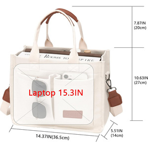 Tùy chỉnh Canvas Tote Bag đối với phụ nữ với Túi máy tính xách tay làm việc Crossbody Ví tất cả mọi thứ Vai Tote Túi hàng ngày Satchel Túi xách - Product Image 2