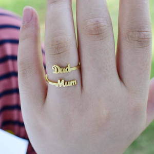 INS Hot Design High Polished Silver Plated Adjustable Stainless Steel Dad <strong>Mum</strong> <strong>Rings</strong> Custom Name Words <strong>Rings</strong> for Lover - Product Image 2