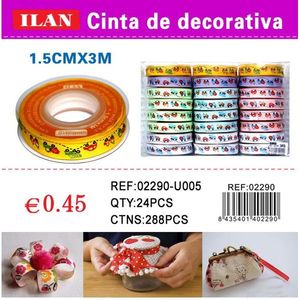Nastro decorativo Ilan 1,5 cm x 3 m con motivi assortiti per artigianato e confezioni regalo - Product Image 3