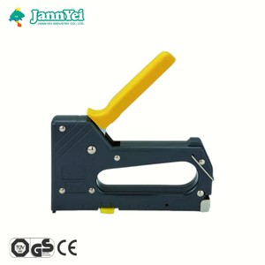Pistola grapadora manual de plástico JY619 para uso en madera, 2 en 1, para sujetar cables/alfileres redondos y planos de 4-6 mm. - Product Image 1