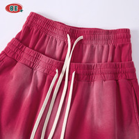 Shorts sportifs tendance en denim de coton délavé et vieilli 320g à taille haute avec cordon de serrage BE Menswear