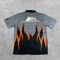 YUCHEN Custom Box Shirt Logo Design Sommer Kurzarmhemd Flame Bottom Print Lässige Männer Button-up-Shirts