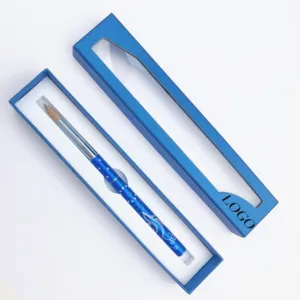 Scatola blu imballaggio manico in metallo fiore intagliato con manico in acrilico puro kolinsky fabbrica di pennelli