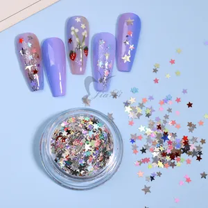 Holographic 3d Nail Art Glitters Butterfly Star Sequin Nail Art Decoration Laser Nail Sticker