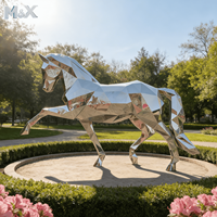 Sculpture de lapin géométrique en acier inoxydable, finition miroir, sculpture animale en acier inoxydable pour la décoration de parcs en plein air