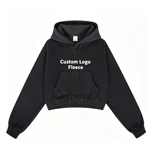 Sudadera Corta de Lana para Mujer, Estilo Urbano, Color Sólido, Casual, con Logotipo Personalizado, de Alta Calidad, para Otoño - Product Image 2