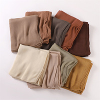 Sharut Grossiste Personnalisé Grande Taille Léger Doux Coton Uni Hijab Musulman Femme Châle Rayonne Modal Froissé Foulard Hijab