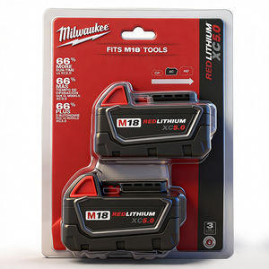 Paquete de dos baterías <span class=keywords><strong>Milwaukee</strong></span> 18V <span class=keywords><strong>M18</strong></span> REDLITHIUM XC5.0 de capacidad extendida para herramientas eléctricas <span class=keywords><strong>Milwaukee</strong></span> <span class=keywords><strong>M18</strong></span> - Product Image 2