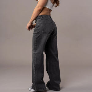 Wide Leg <b>Baggy</b> <b>Jeans</b> With Elevated Waistband And Clean Pocket Design Curated For <b>Women</b> Minimalist Statement Making Casual Look - Product Image 5