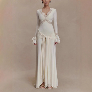 slim fit dress slacks Sleeveless Mikado Fit And Flare Midi Dress With V-Back In Ivory-Ivory /  Regular / 0 main image 1