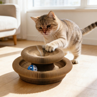 Nouveau jouet pour chat en gros, écologique, durable, arbre à chat magique avec boule, design pliable en papier pour Noël
