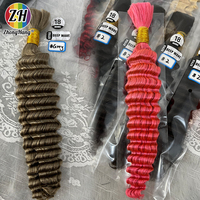 Vente en gros d'usine de mèches de cheveux humains vierges en vrac pour tressage, sans trame, ondulation profonde