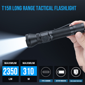 Lampe <span class=keywords><strong>torche</strong></span> tactique LED TrustFire T15R 2350LM, longue autonomie, 310 mètres, IP68, type C, pour extérieur - Product Image 2