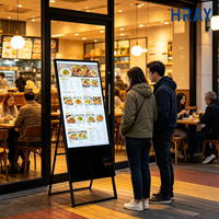Señalización Digital LCD TFT de 32 Pulgadas con Soporte de Pie y Pantalla Táctil Capacitiva Opcional para Promoción de Menús de Restaurantes, OEM/ODM Disponible