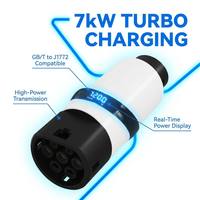 Adaptateur de chargeur EV portable 32A 7kW GB/T vers J1772 avec affichage LED de la puissance et moniteur numérique pour la recharge de véhicules électriques aux États-Unis, fournisseur OEM ODM